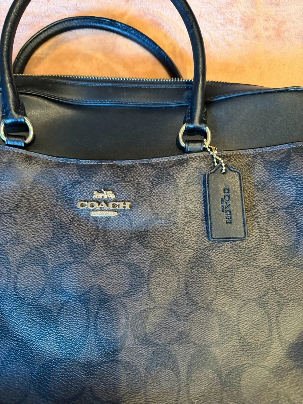 Coach Men’s Black Signature Pattern Briefcase